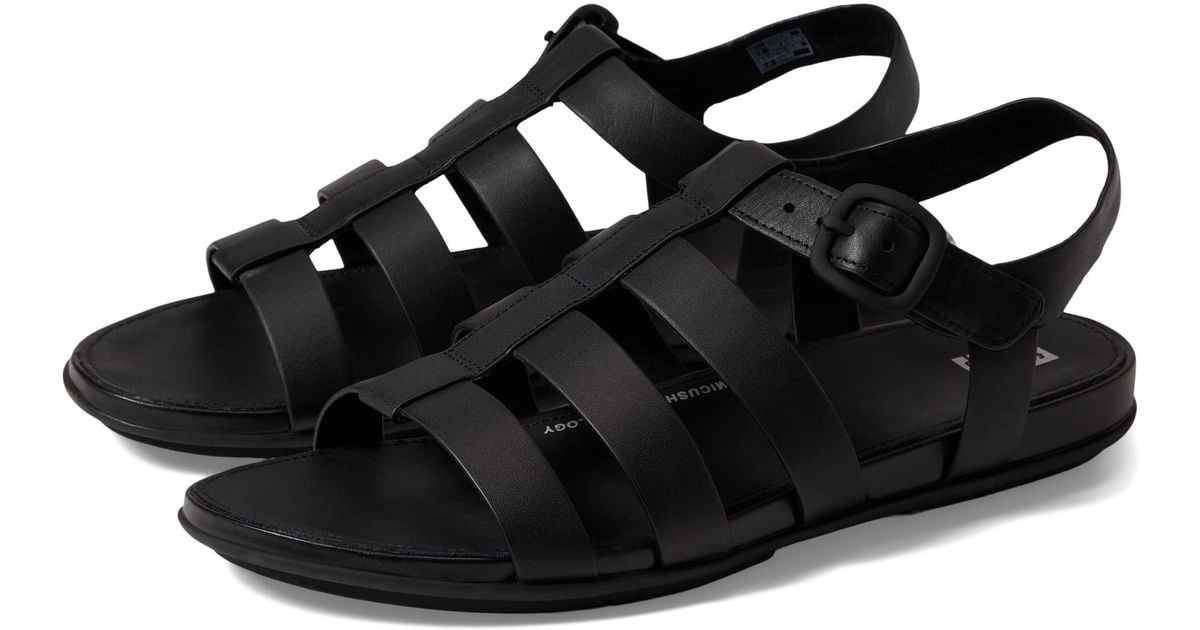 Fitflop Gracie Rubber-buckle Leather Fisherman Sandals in Black | Lyst