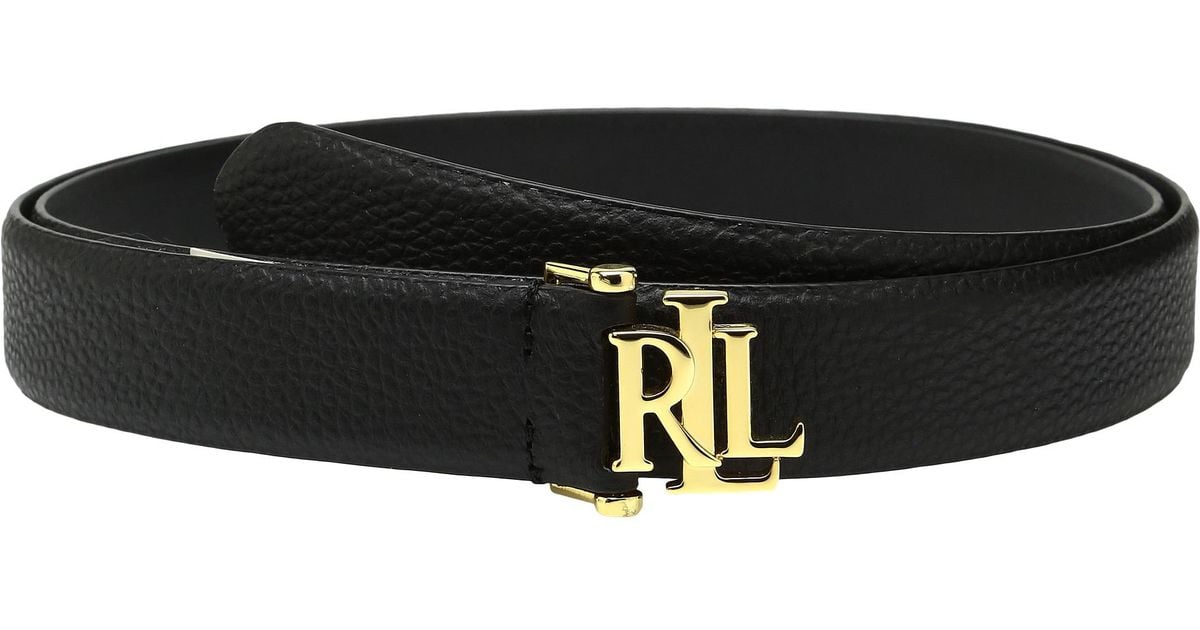 Buy Lauren Ralph Lauren Women Black Pebbled Leather Skinny Belt Online -  898461