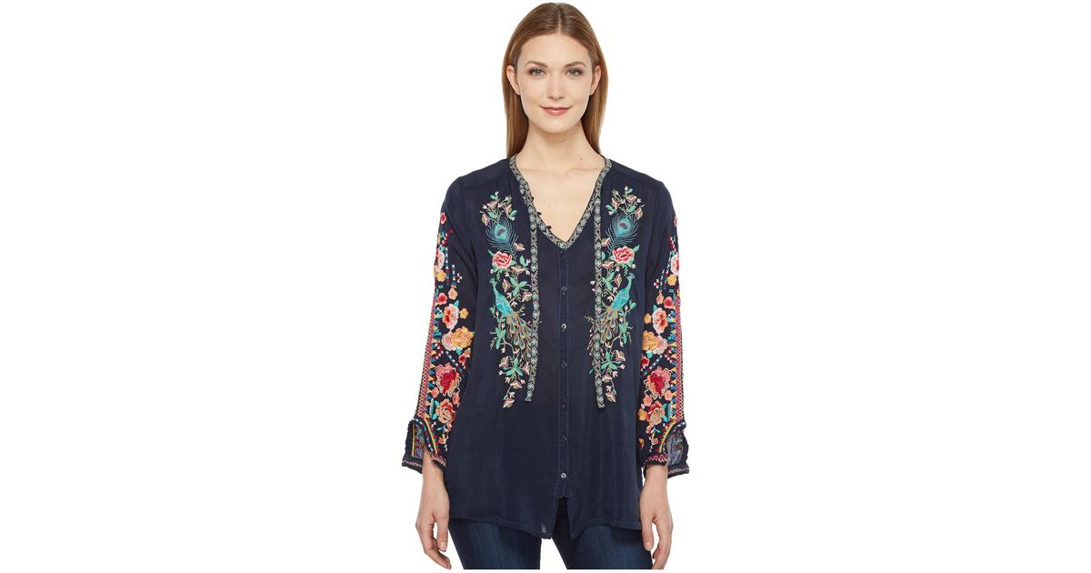 Johnny Was Peacock Sable Blouse in Blue | Lyst