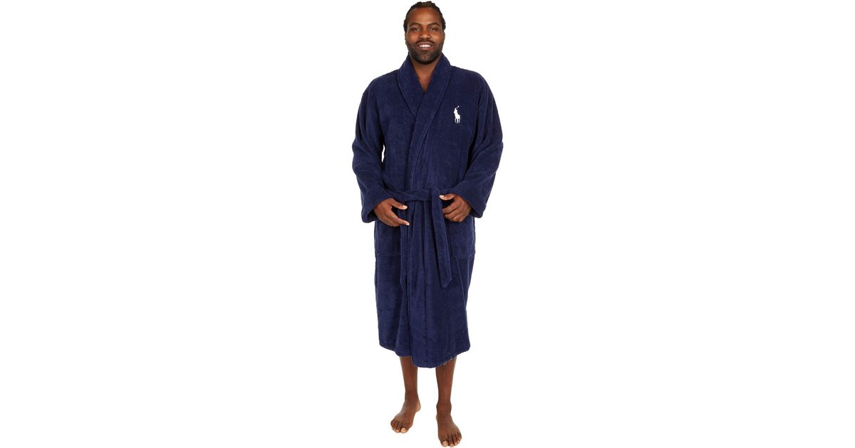 Polo Ralph Lauren Cotton Tall Terry Shawl Collar Robe in Navy (Blue