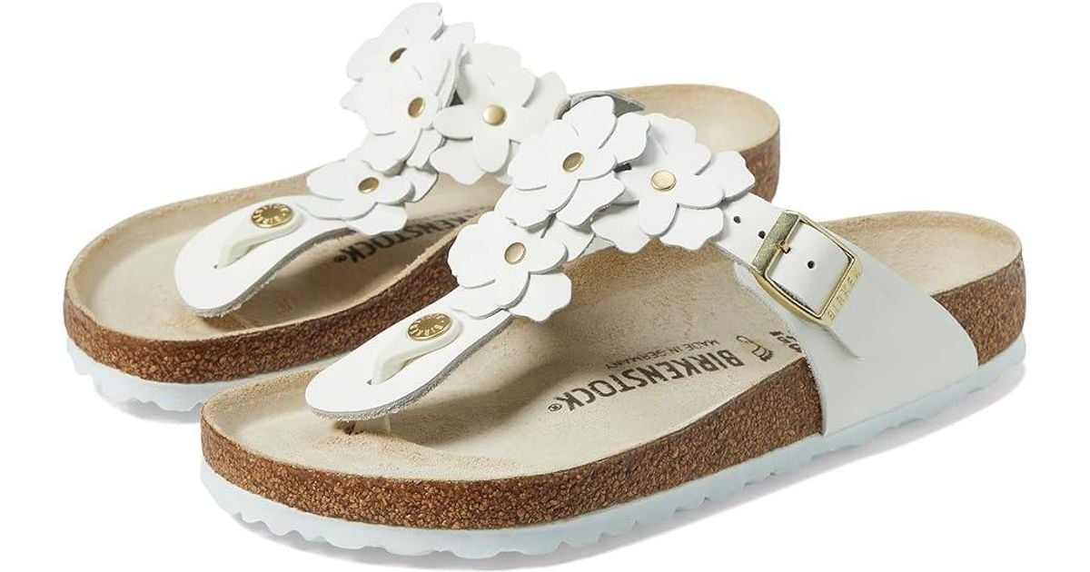 Birkenstock Gizeh Flowers () Shoes in Metallic | Lyst