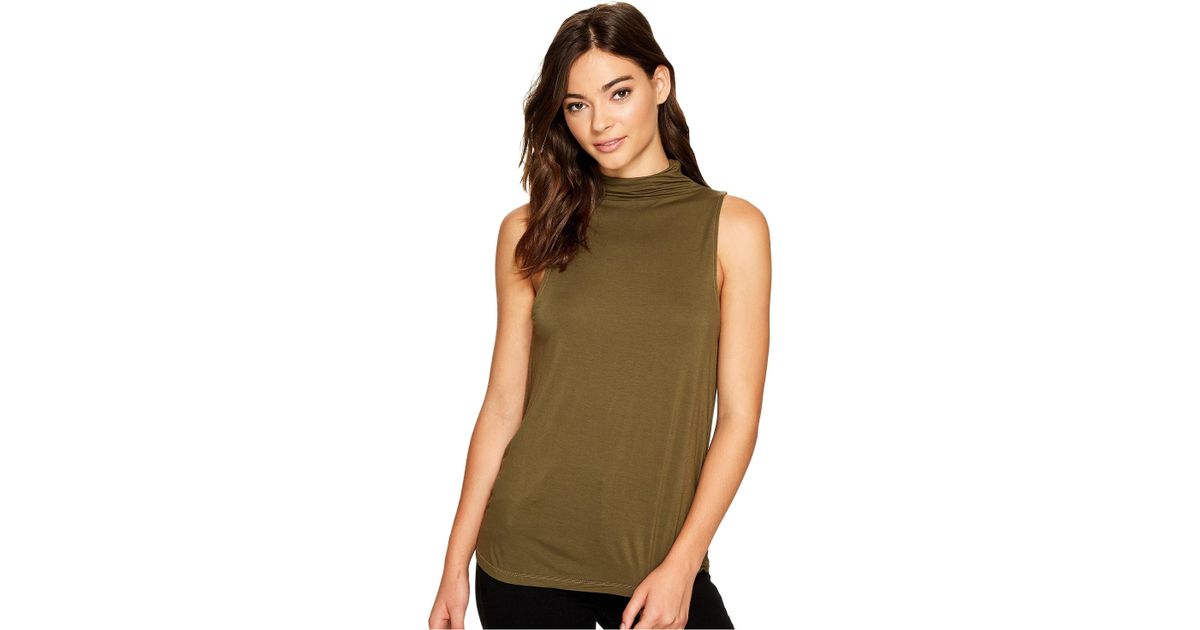 Download Splendid Synthetic Mock Neck Tank Top in Green - Lyst