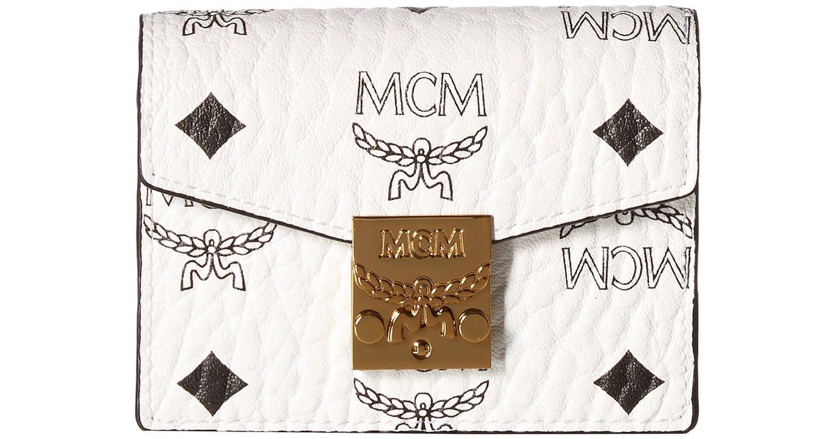 MCM Patricia Visetos Accordion Card Mini Wallet white Wallet Handbags 