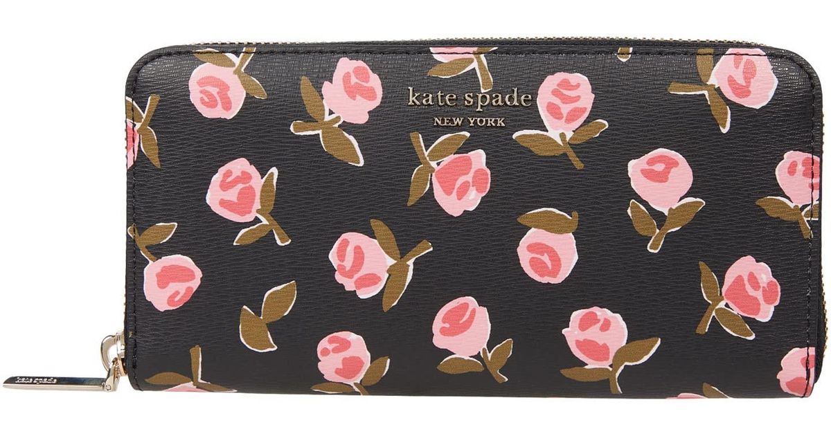 Kate Spade Leather Spencer Ditsy Rose Printed Pvc Zip Around