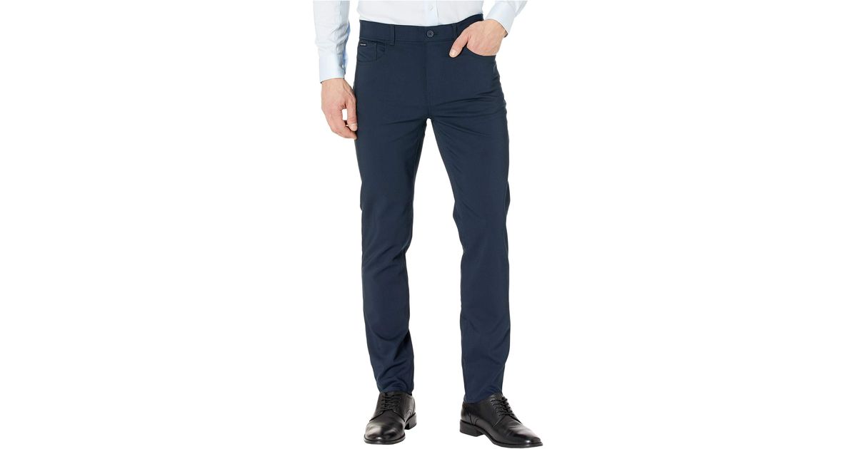 Calvin Klein Cotton Tech Woven Five-pocket Casual Pants in Black for Men -  Lyst