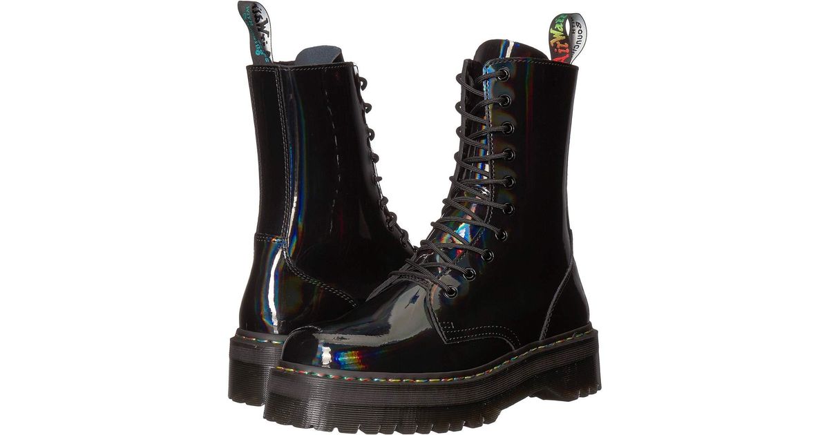 Dr. Martens Jadon Hi Rainbow Patent in Black | Lyst