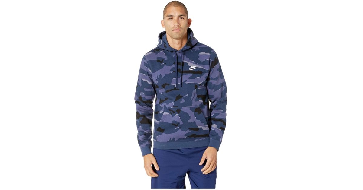 Nike Cotton Nsw Club Camo Hoodie Full Zip Bb (midnight Navy/midnight  Navy/white) Sweatshirt in Blue for Men | Lyst