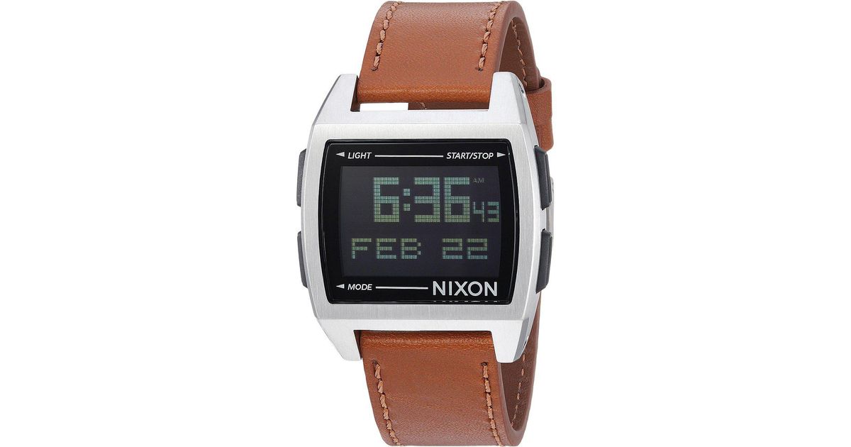 nixon base leather watch