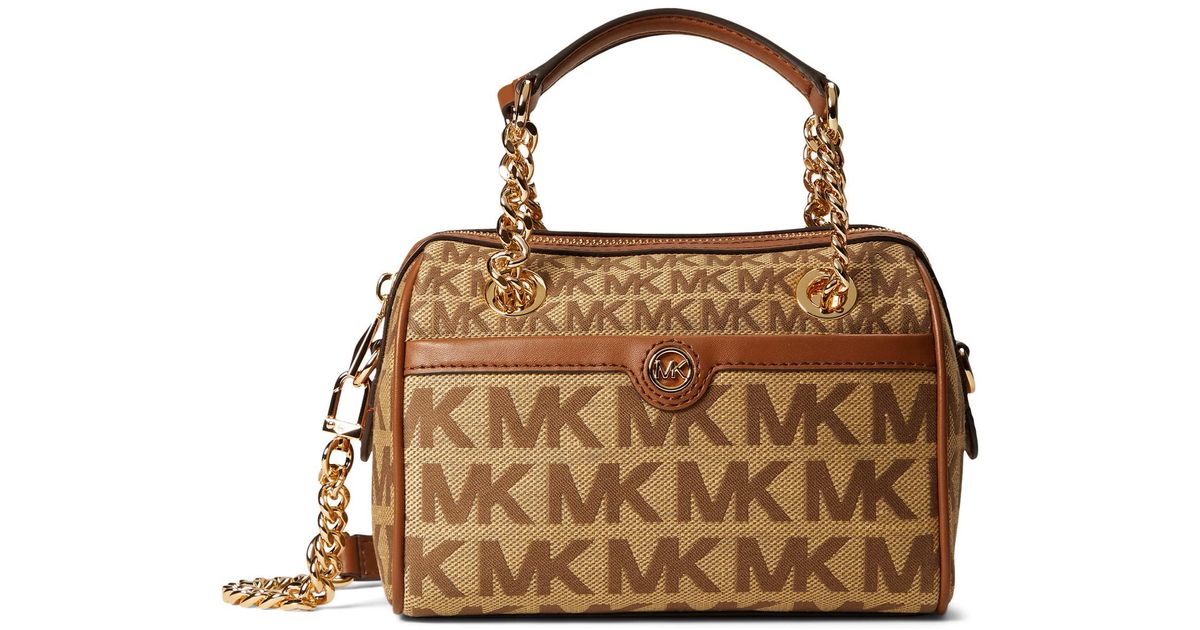 MICHAEL Michael Kors Linen Blaire Extra Small Duffel Crossbody in Brown