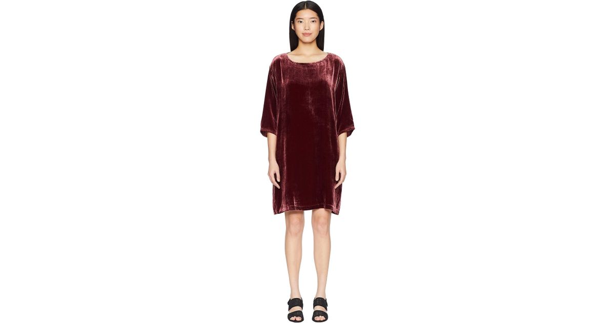 eileen fisher velvet bateau neck dress
