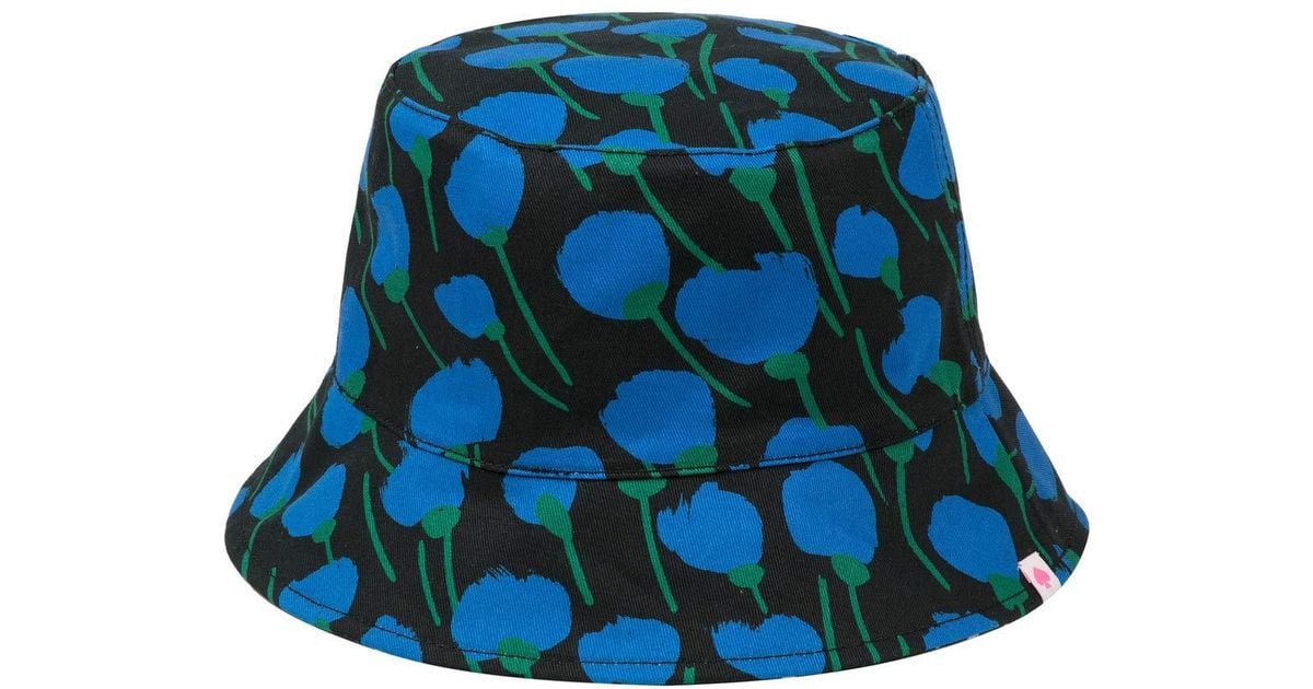 Kate Spade Cotton Seascape Flora Reversible Bucket Hat in Black Lyst
