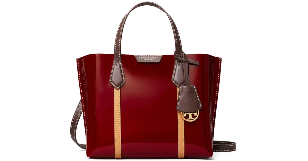 Tory Burch Perry Patent Small Tote in Red Lyst