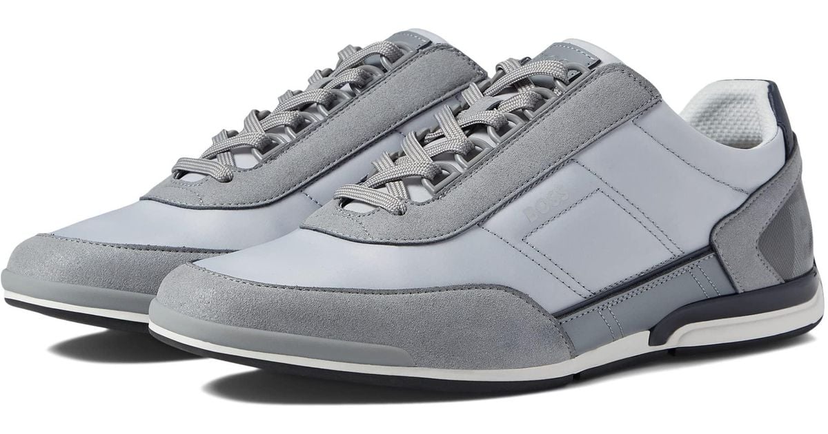 BOSS by HUGO BOSS Saturn Low Profile Sneakers in Gray for Men | Lyst