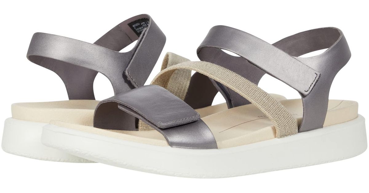 Ecco Leather Flowt 2 Band Sandal in Gray - Lyst