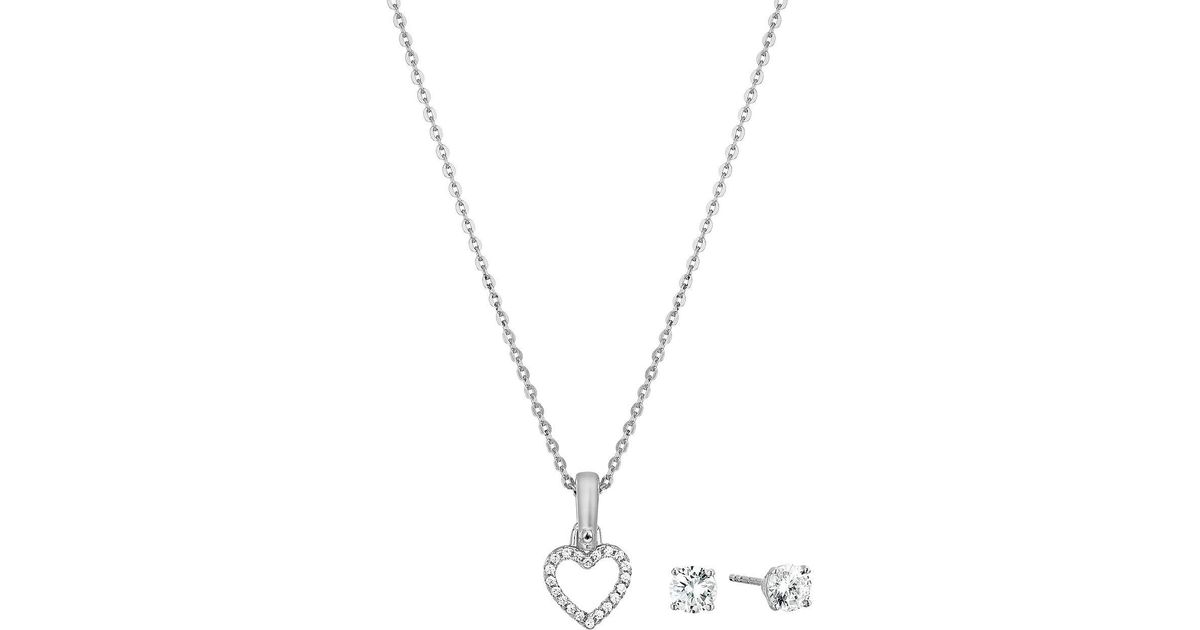 Michael Kors Precious Metal-plated Sterling Silver Pave Heart Necklace ...