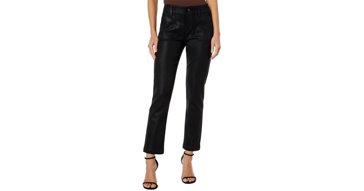 PAIGE Denim Mayslie Straight Ankle In Black Fog Luxe Coating | Lyst