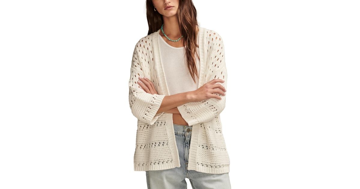 Lucky Brand Crochet Cardigan in Natural