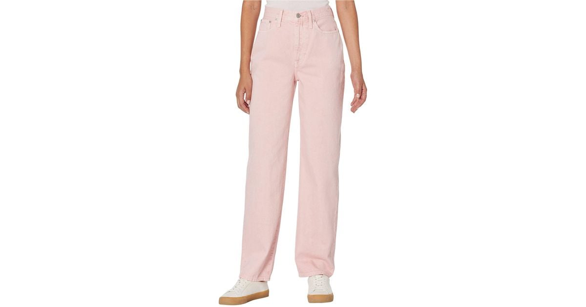 Madewell Denim Baggy Straight Jeans In Garment Dye in Pink | Lyst
