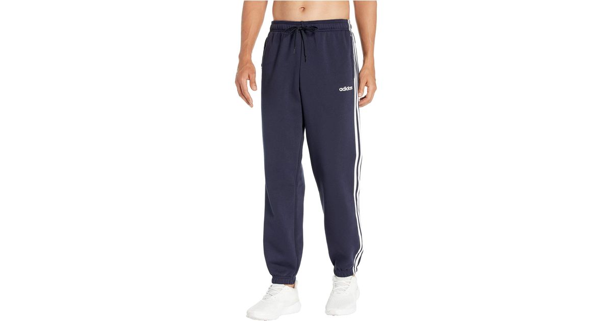 adidas Essentials 3-stripes Fleece Open Hem Pants in Black for Men - Lyst