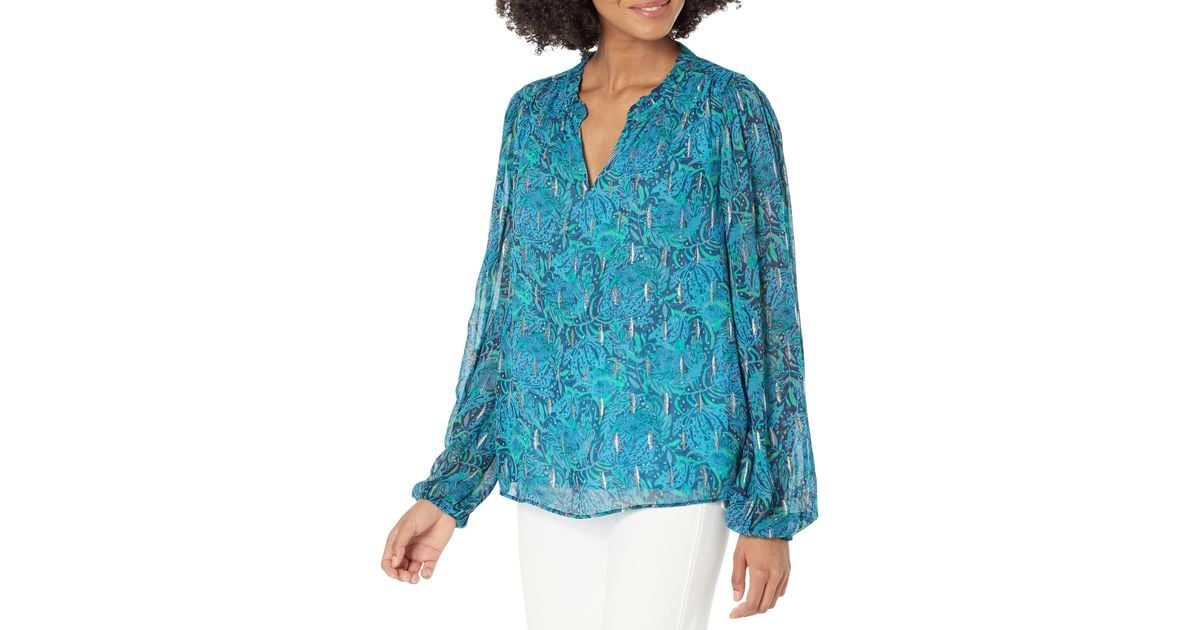 Lilly Pulitzer Giana Long Sleeve Top in Blue | Lyst