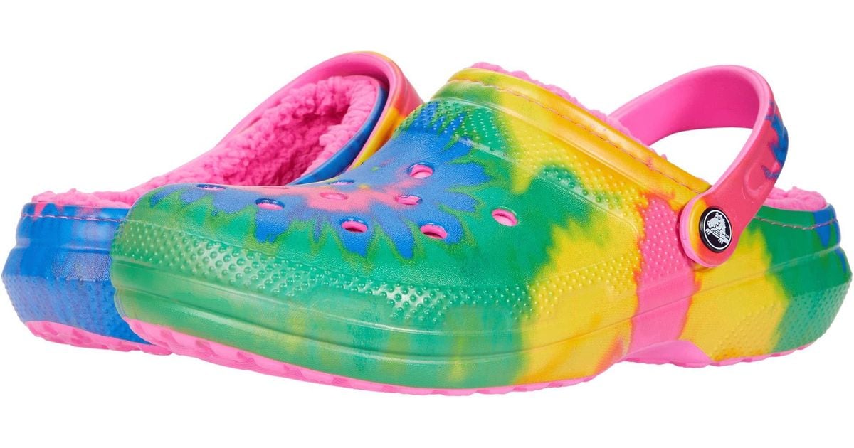 women's crocs classic lined tie dye clog