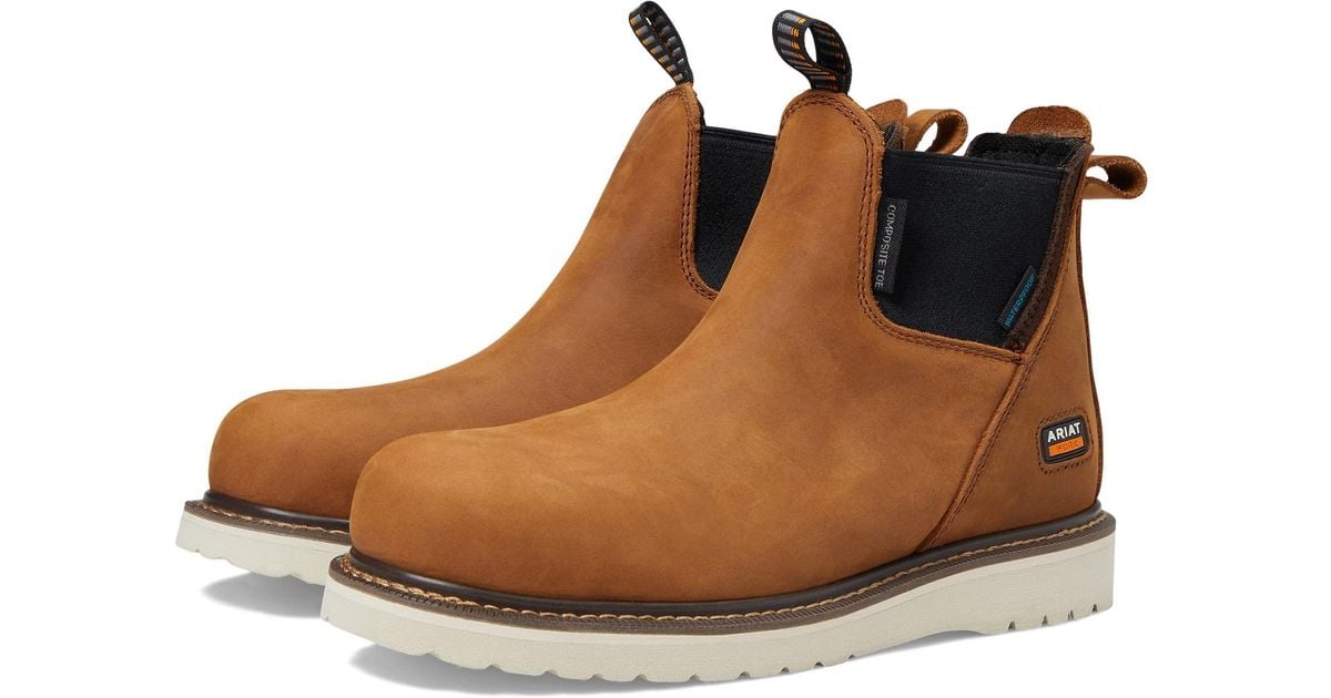 Ariat Rebar Wedge Chelsea Waterproof Composite Toe Work Boot in Brown