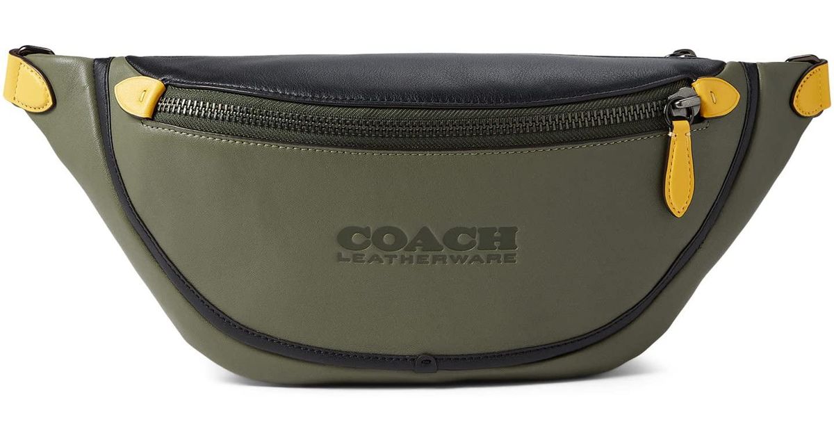 COACH Leather League Belt Bag Colorblock in Green for Men Lyst