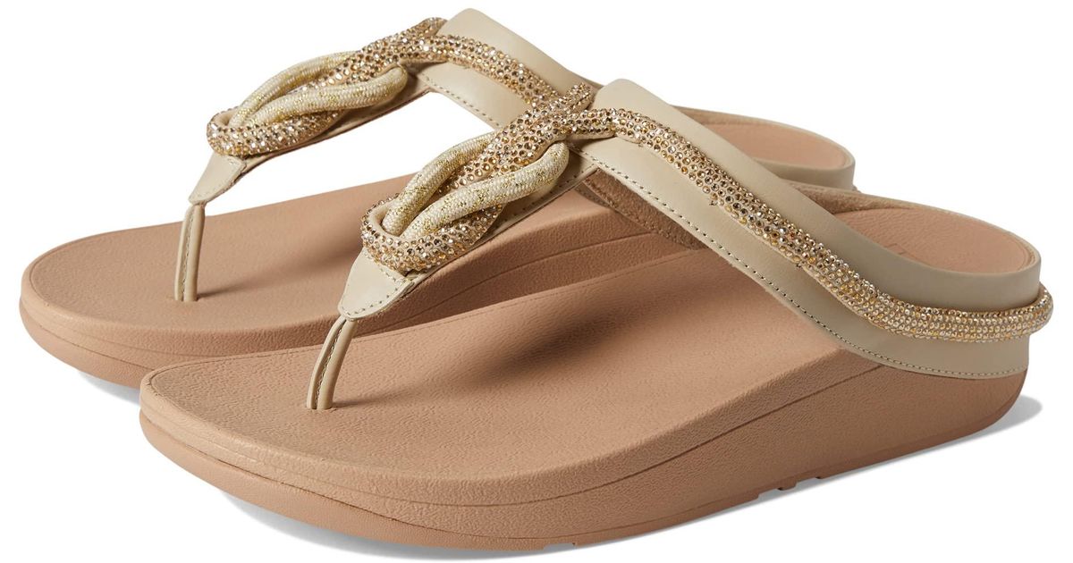 Fitflop Fino Crystal-cord Leather Toe Post Sandals | Lyst