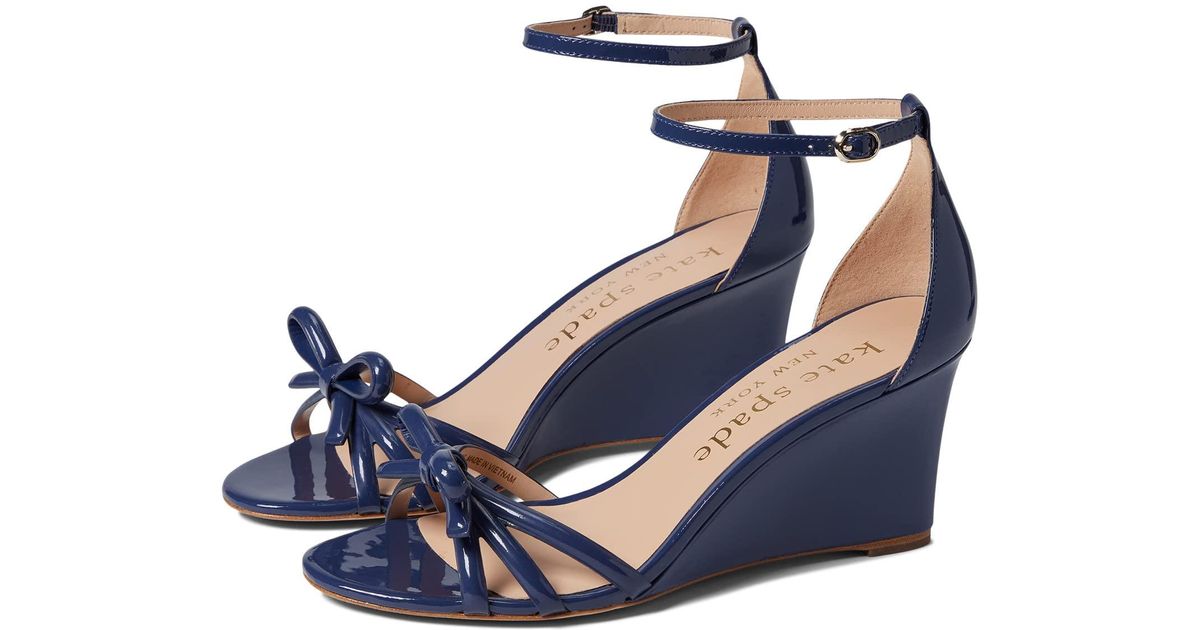 Kate Spade Leather Flamenco Wedge in Blue Lyst