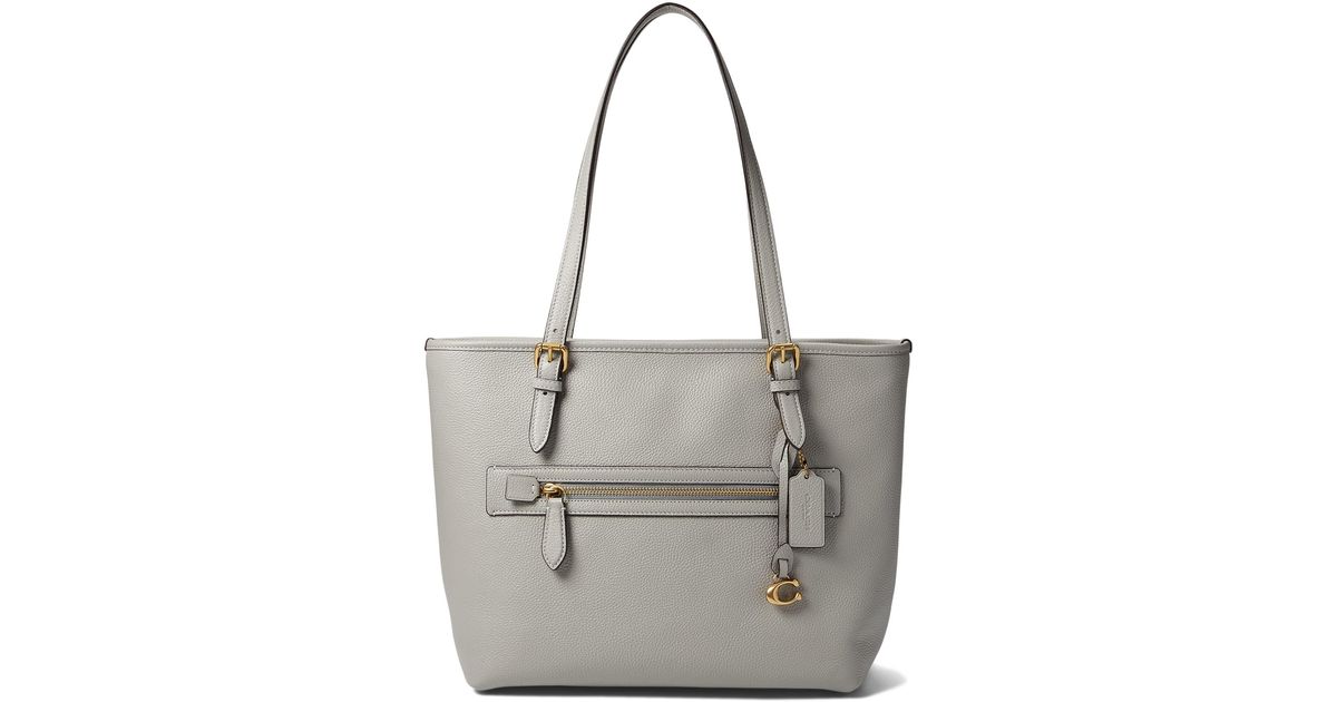 COACH Polished Pebble Leather Taylor Tote in Gray Lyst