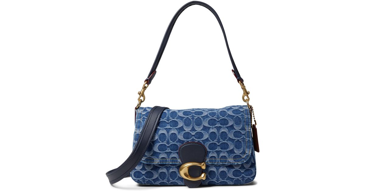COACH Washed Denim Signature Soft Tabby Shoulder Bag in Navy (Blue) Lyst