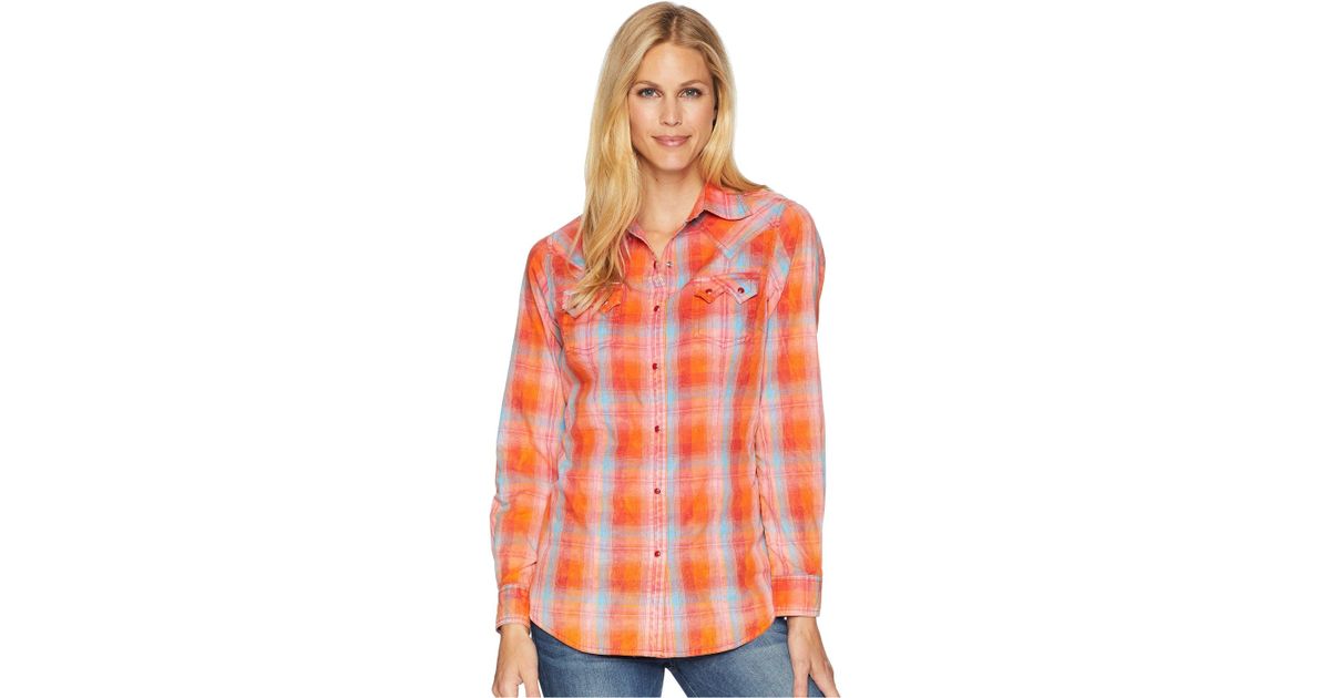 Wrangler Womens Long Sleeve Woven Plaid Snap