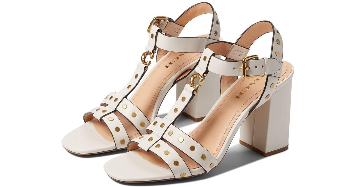 COACH Margaret Leather Sandal in White Lyst