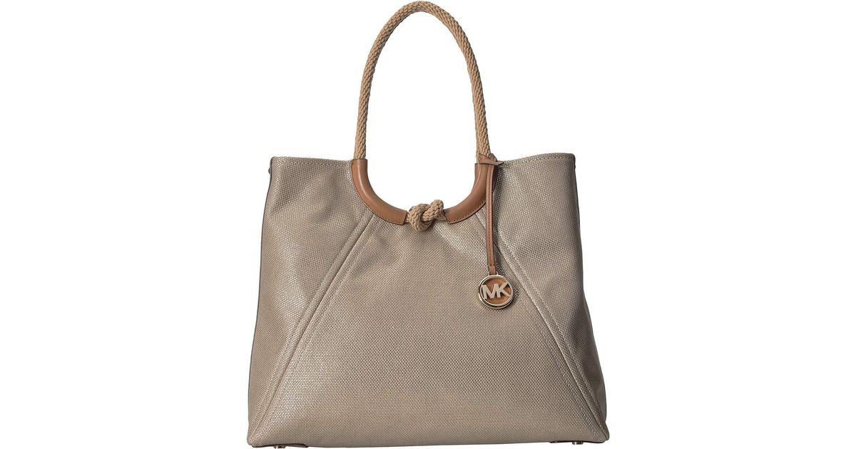 Michael Kors Metallic Isla Ring Shoulder Tote Pale Gold Handbags