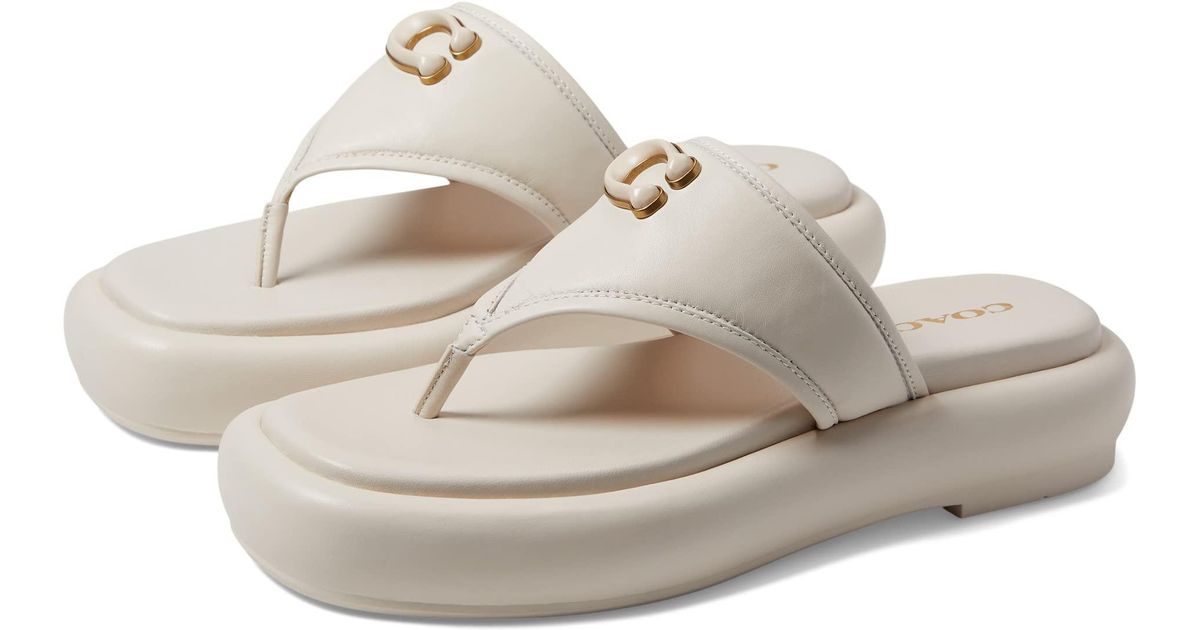 COACH Sylvie Leather Sandal in White | Lyst