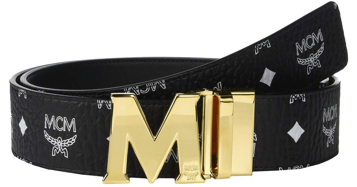 mcm belt white and gold