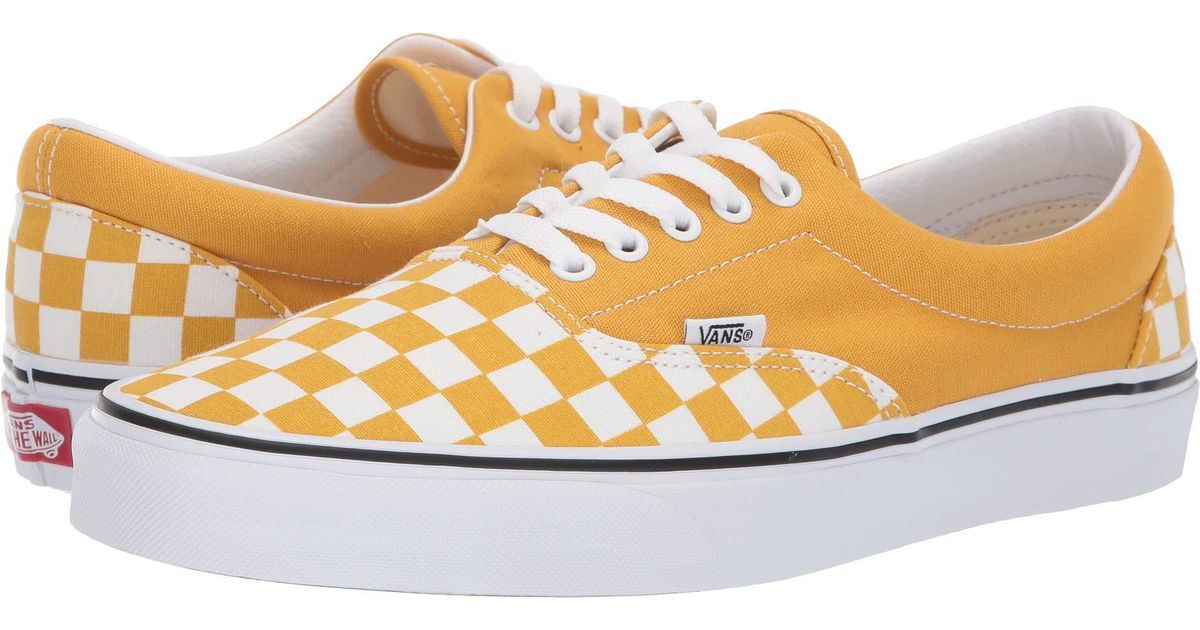 vans era checkerboard yellow