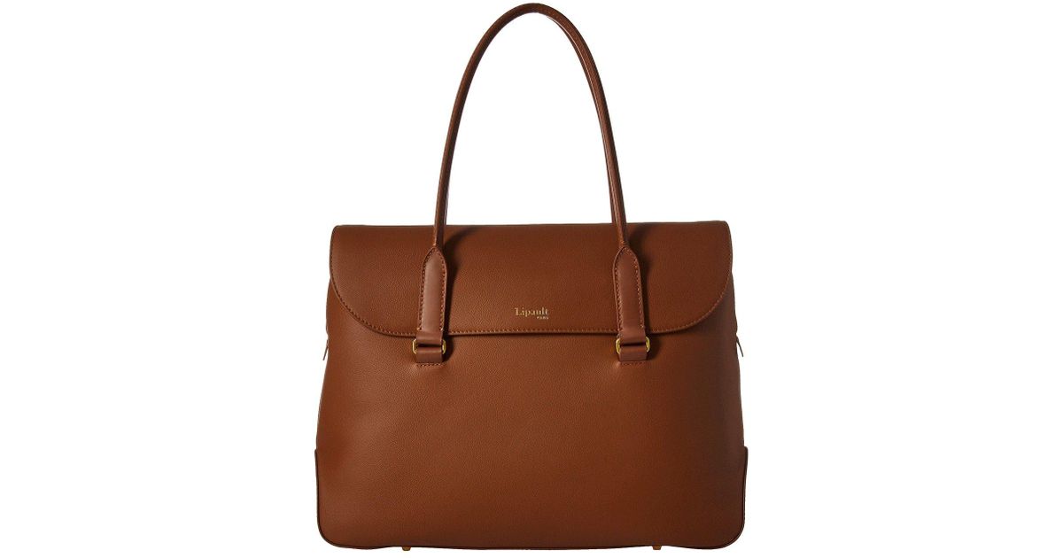 lipault paris plume elegance leather laptop tote bag