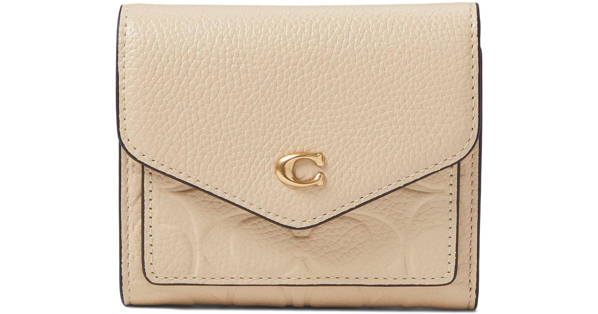 COACH Signature Leather Wyn Small Wallet in White | Lyst