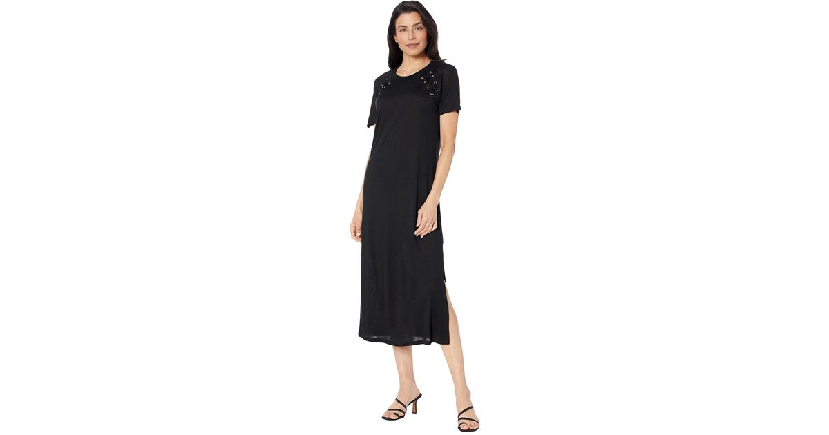 MICHAEL Michael Kors Synthetic Lace-up T-shirt Dress in Black - Lyst