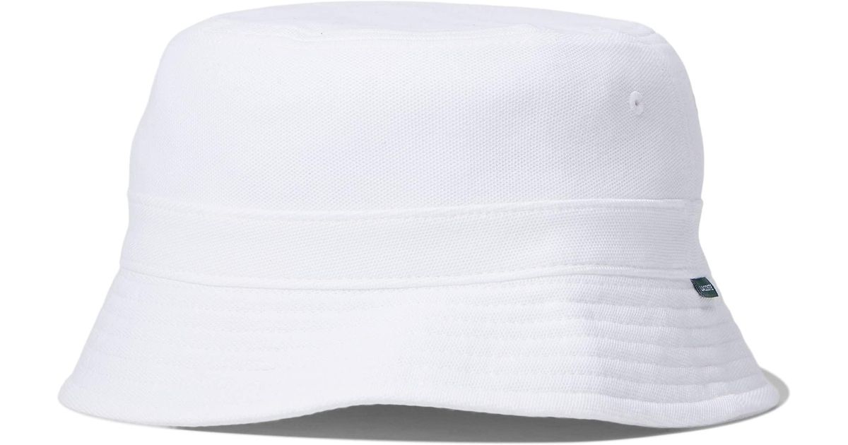 Lacoste Cotton Solid Little Croc Pique Bucket Hat in White for Men Lyst