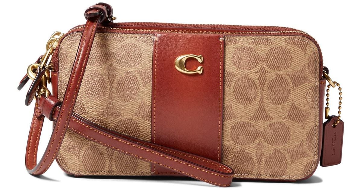COACH Colorblock Coated Canvas Signature Kira Crossbody in Brown Lyst