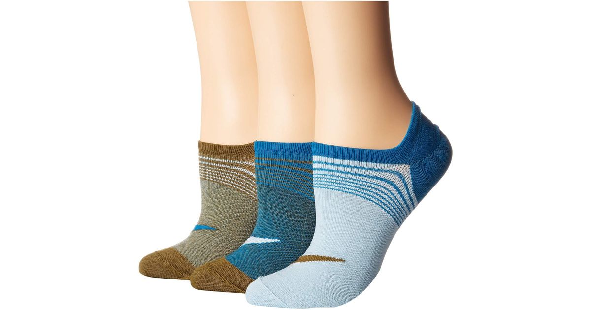 Nike Synthetic 3-pair Pack Lightweight Footie (multicolor 18) No Show Socks Shoes in Blue - Lyst