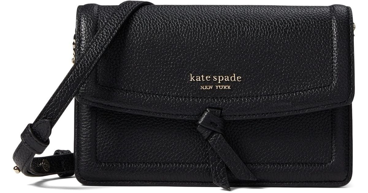 Kate Spade Knott Pebbled Leather Flap Crossbody in Black Lyst
