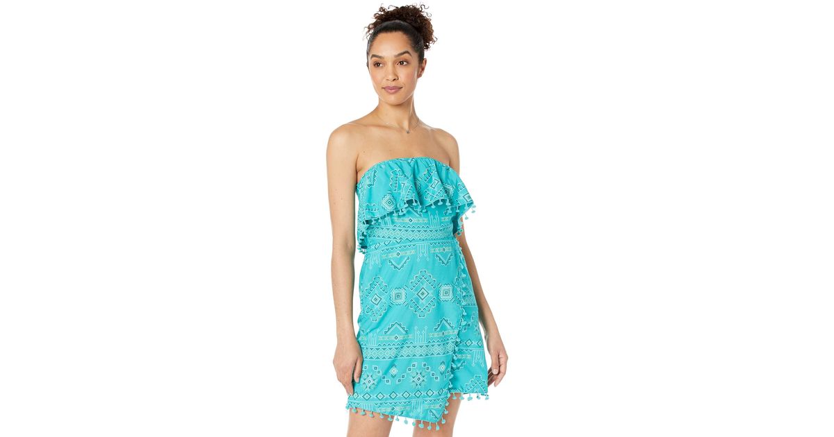 Wrangler Retro Strapless Dress in Blue | Lyst