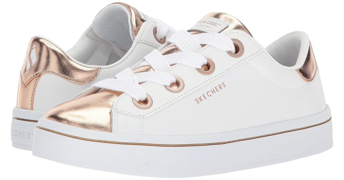 Skechers Leather Hi-lite - Medal Toes (white/rose Gold) Women's Lace Up  Casual Shoes - Lyst