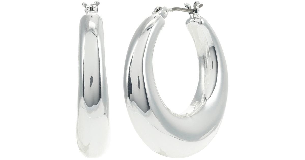 Lauren by Ralph Lauren 28 Mm Sculpted Hoop Earrings in Silver (Metallic