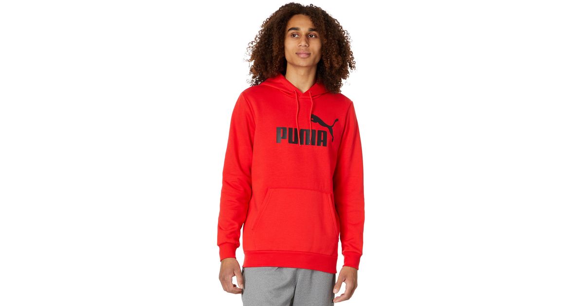 PUMA Essentials Big Logo Fleece Hoodie in Red for Men | Lyst