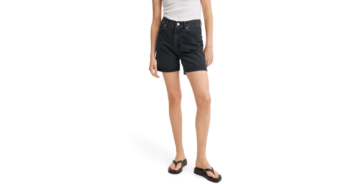 Mango Denim Zaida Shorts in Black | Lyst