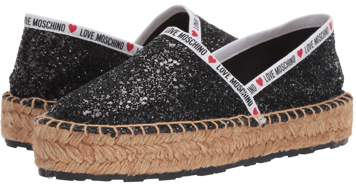 black glitter espadrilles